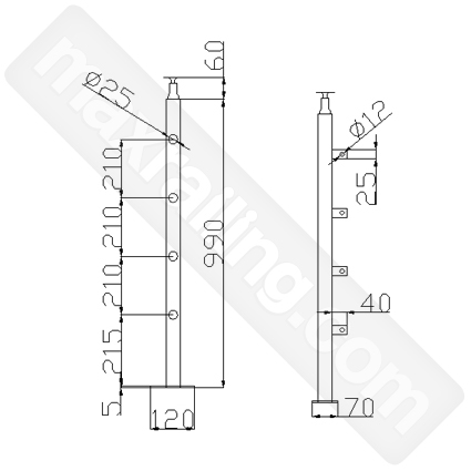 Колонка 40*40*2мм. - 105 см. с 4 бр. дър 1